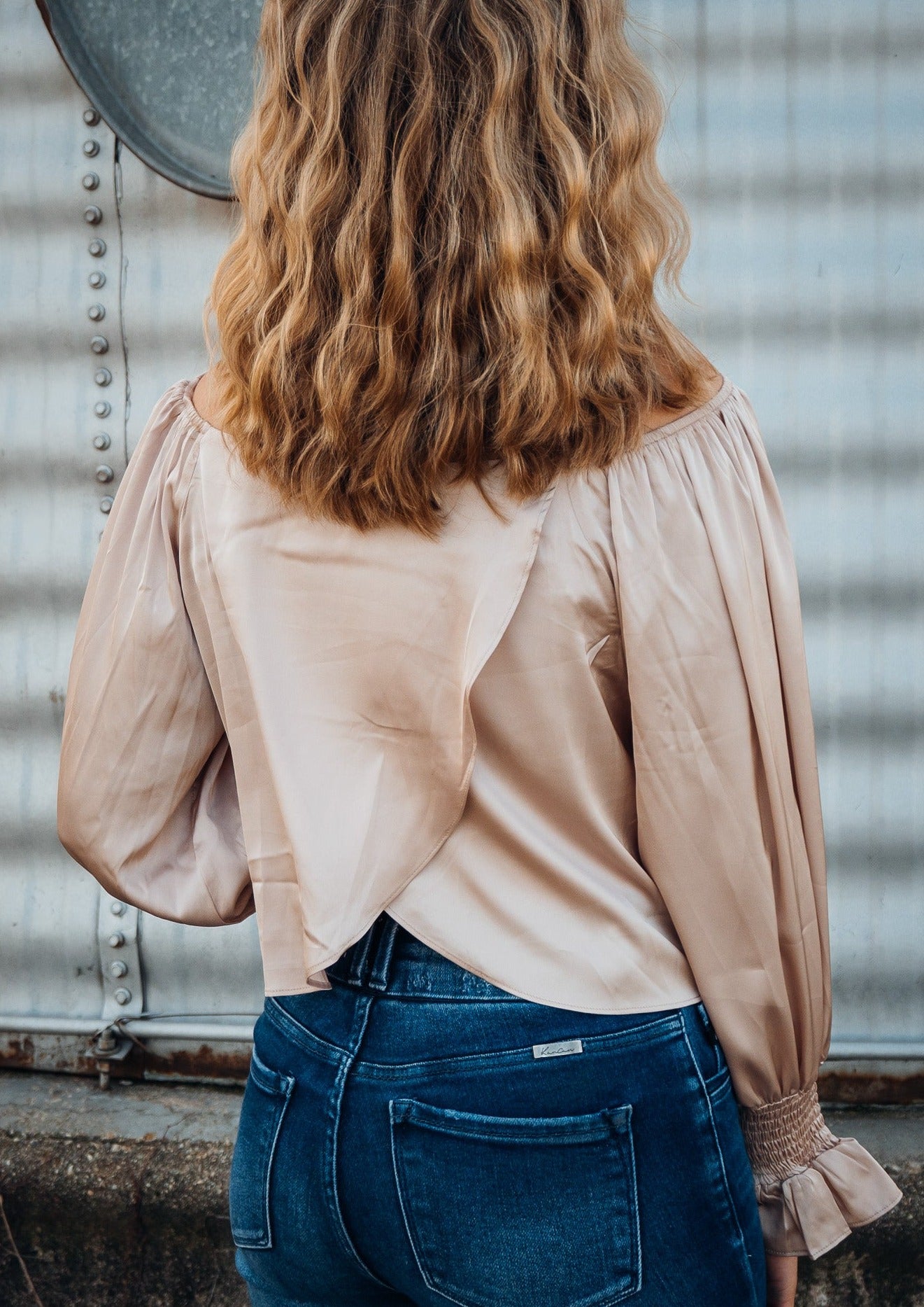 Smocked Flounce Sleeve Off-Shoulder Blouse